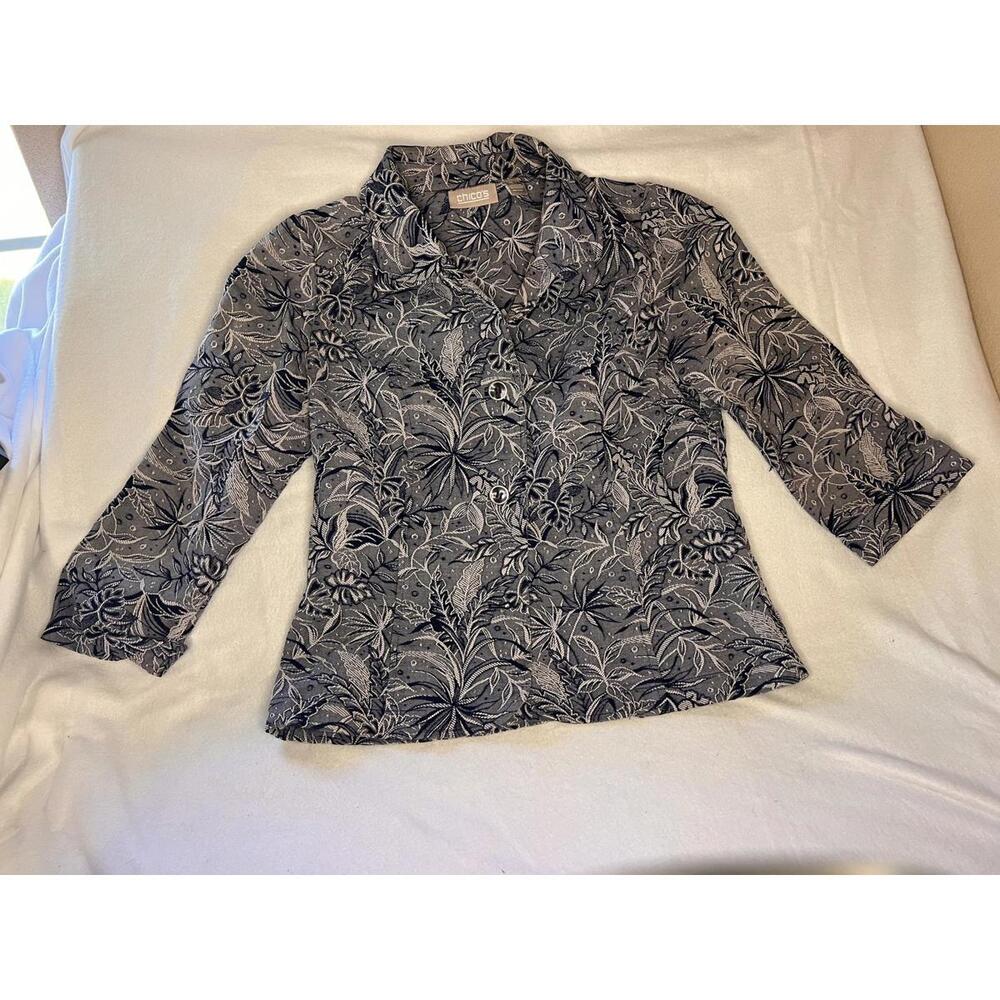 Chico's Floral Print Button-Up Blouse, Size 0‎